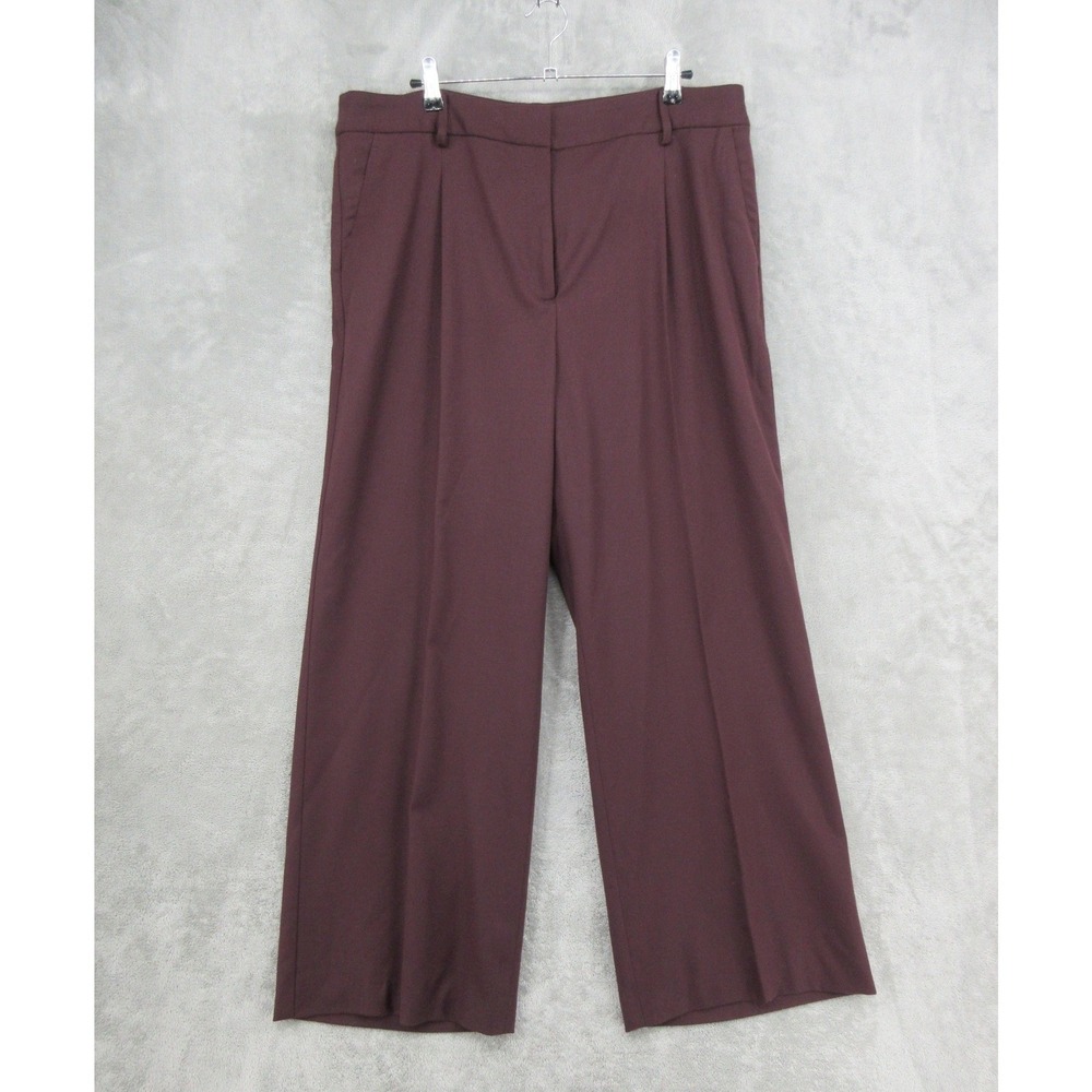 Talbots Pants Womens 16 Wool Blend Wide Leg Pleated Italian Fabric Trouser Lined